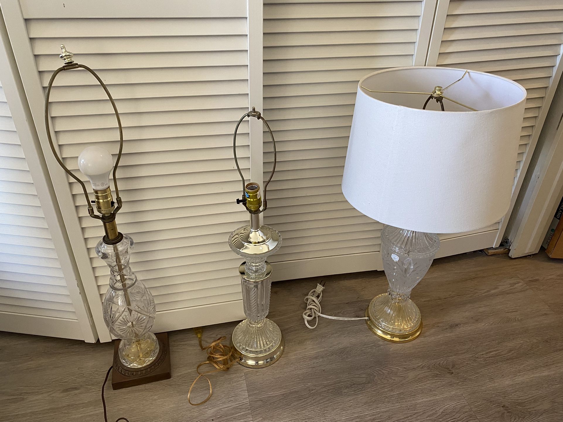 3 Beautiful Vintage Crystal Lamps