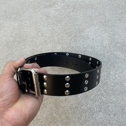 PUNK BLACK 3-ROW STUDDED LEATHER BELT