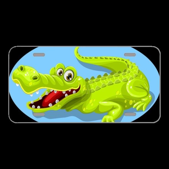 License Plare Novelty Car Front Crocodile Green Animal Teeth Reptile