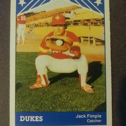 Jack Fimple 1983 Albuquerque Dukes Tcma Minor League Baseball #11 Pacific Coast Fact Card Vintage Collectible Sports MLB