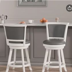 Betterhood 29" Bar Height Swivel Stools, High Back Swivel Bar Stools with Faux Leather Upholstered Seat & Solid Wood Footrest, Counter Bar Chairs for 