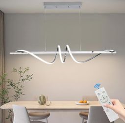 Sculpted Wave LED Pendant – Soft Glow & Remote‑Controlled Ambiance