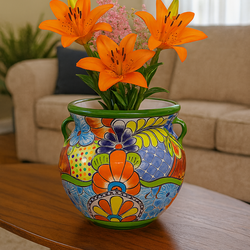Colorful Hand-Painted Ceramic Planter – Beautiful Home Decor