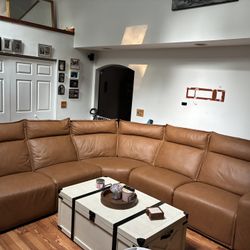 Leather Three Piece Sectional Reclining Couch