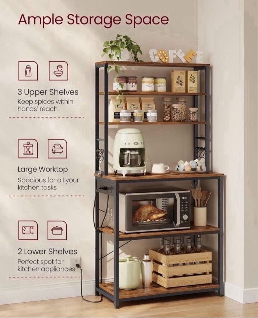 Farmhouse Shelves/Rack with Storage & Outlet
