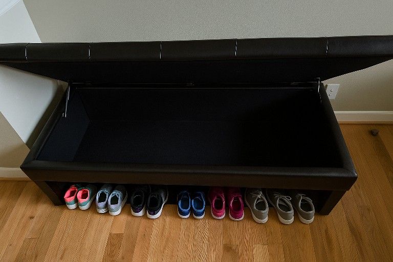 Leather storage Bench