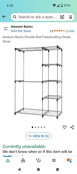 Amazon Basics Double Rod Freestanding Closet, Silver