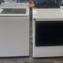 LG Dual-Load 27” W Each Non-Stackable Set of 4.8 Cu Ft Cpcty Top Load Washer & 7.3 Cu Ft Cpcty Front Load Vented Gas Dryer at 54% Off or $1400 Off Ret