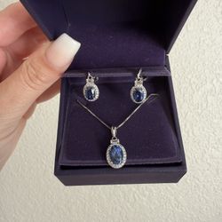 Sapphire Earrings and Necklace 