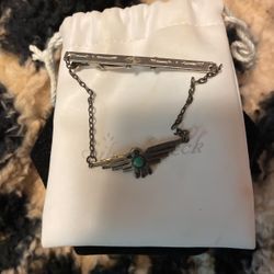 Native American Design Tie Clip W Turquoise 