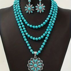 Turquoise Necklace and Earrings Set