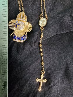 18k Yellow gold Necklace and Rosary