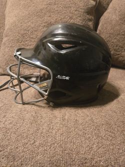 All Star Black Batting Helmet with Facemask Baseball/Softball Size 6 1/2- 7 3/4