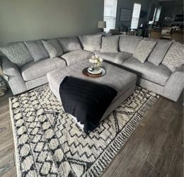 Comfy Grey Sectional with Matching Pillows - SAME DAY DELIVERY