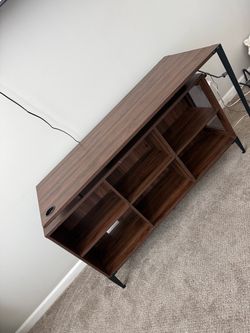 Walnut Desk with Storage Shelves – 56”