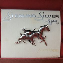 Vintage Sterling Silver Horse Brooch