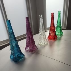 Glass  Eiffel tower Bottles, Colored Eiffel Tower Bottles, French Decor, France, Colored Glass Bottles, Unique Art Glass Bottles,  Wine Bottles, 