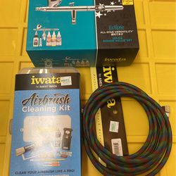 Iwata Airbrush + Cleaning Kit, Paint & Airhose