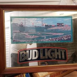 Vintage Bud Light Beer Fenway Park Bar Mirror