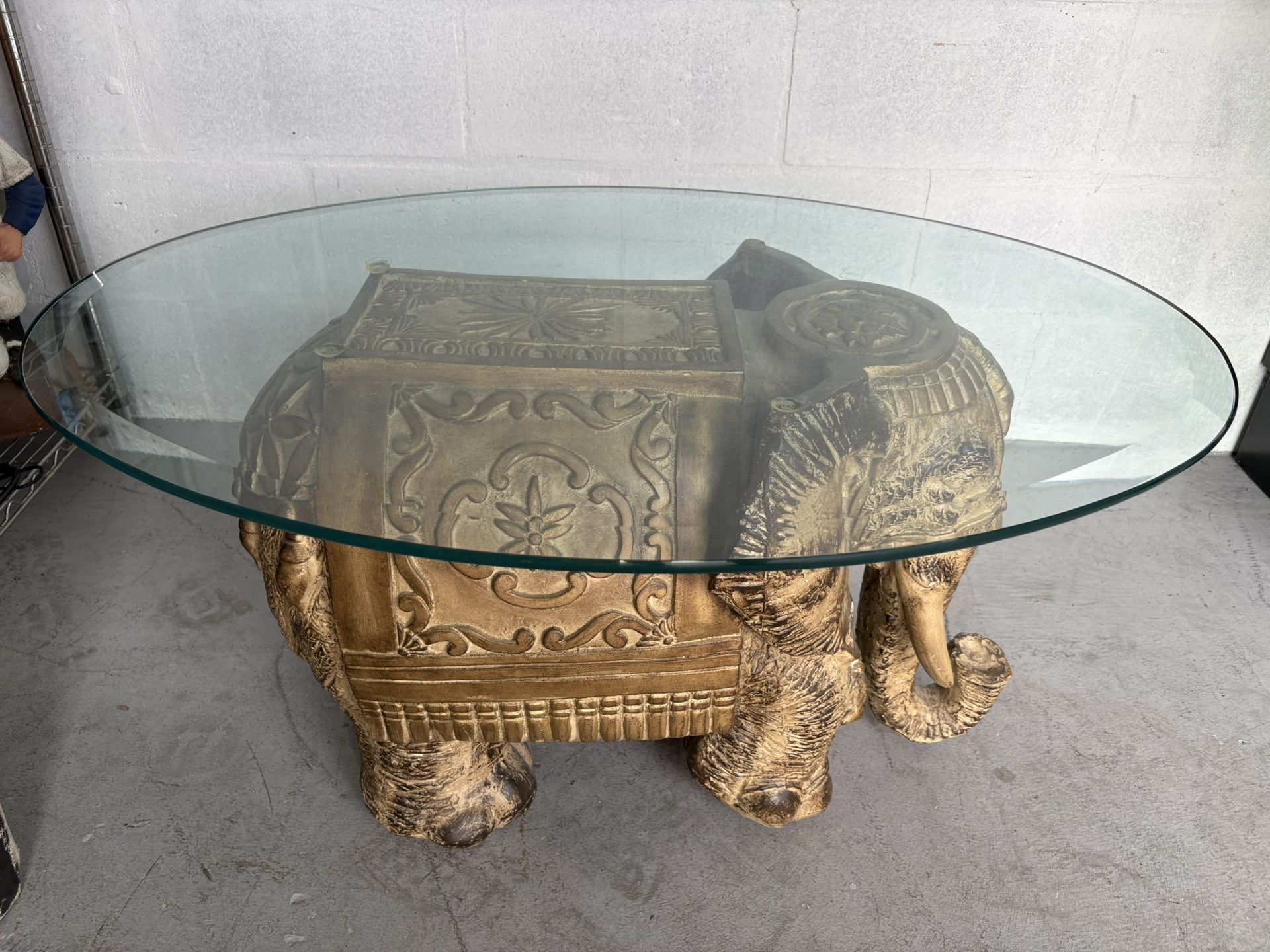 Elephant Coffee Table With Glass Top