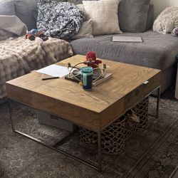 West Elm Coffee Table With Two Drawers 