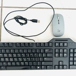 USB Plug In Keyboard With Wireless Mouse