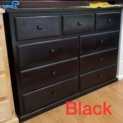 Solid Wood Black Dresser 