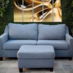 (Free Delivery 🚚) Blue Couch w/Ottoman 🛋️ 