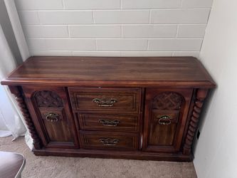 Vintage Wood Dresser with Brass Hardware