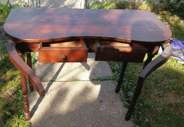 Antique Wood Writing Desk with Two Drawers