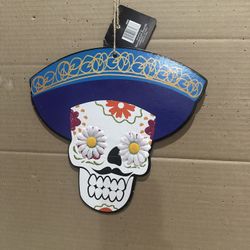 Halloween Suger Skull Wall Plaque