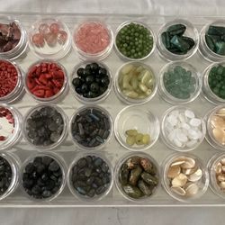 Jewelry Making Semi-precious Stone Beads Labradorite, Coral, MoP Shell, Other in Plastic Storage