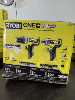 Ryobi ONE+ HP 18V Brushless 2-Tool Combo Kit - Drills / Batteries - pblck112k2