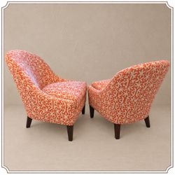 Pair of High End Lee Industries Upholstered Accent Chairs | Coral Palm Beach Fabric | $600 the pair