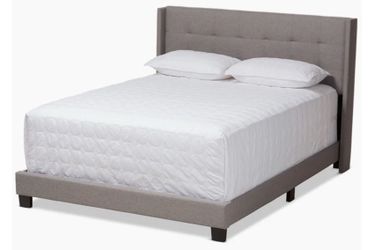 King Size Upholstered Platform Bed Frame – Gray