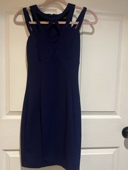 off shoulder blue dress