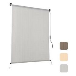Outdoor Roller Shade - HDPE Fabric - 4x8 ft Beige and Grey - Open Box