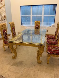Baroque Gold Dining Table and Chair Set