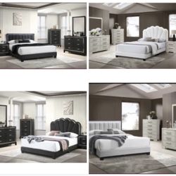 4- Pc Bedroom set Dresser,Mirror  Nightstand (1) Queen size bed frame  Not including Mattress and Box Sp