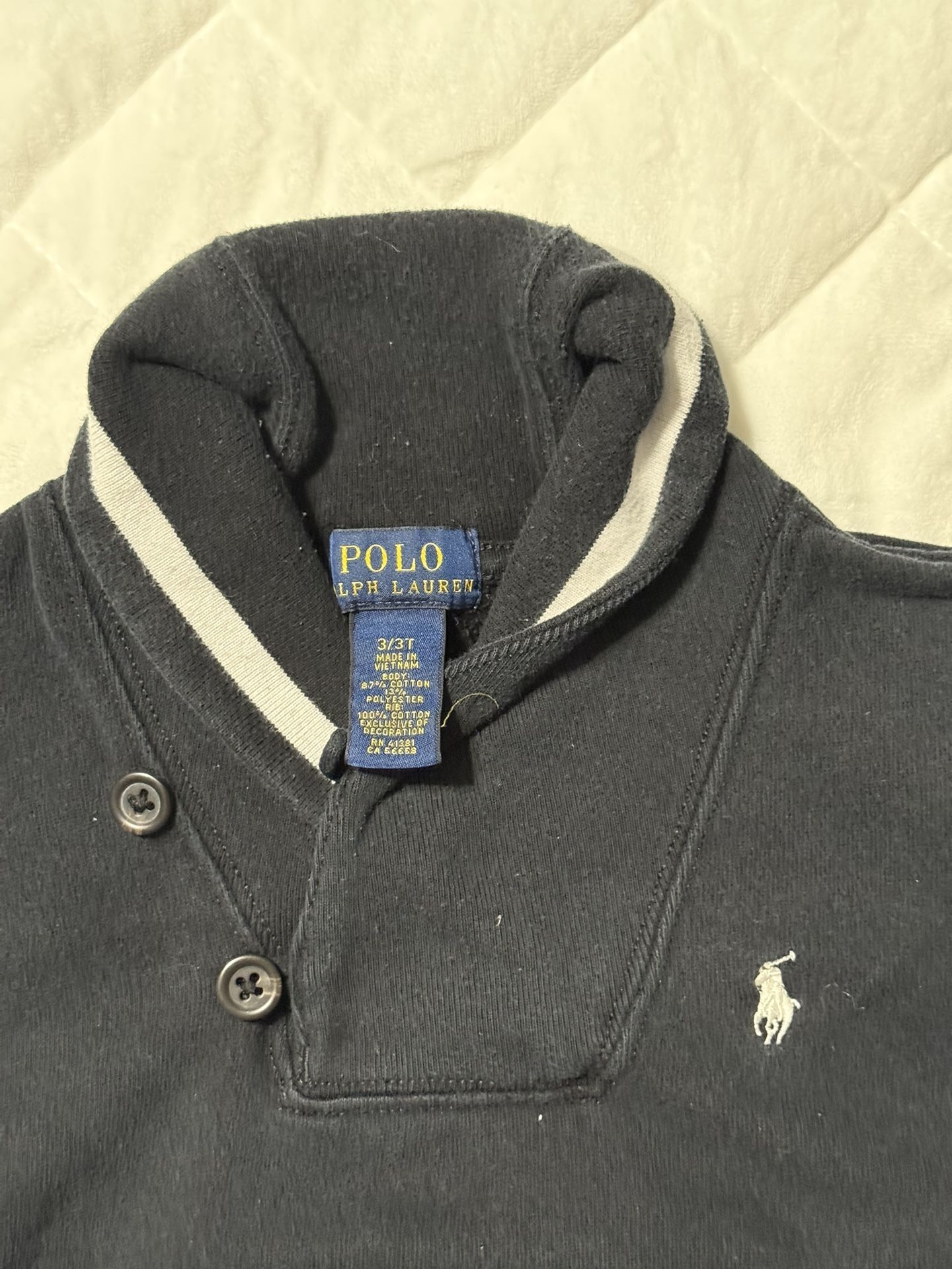 Kids Black Sweatshirt With Collar, Ralph Lauren
