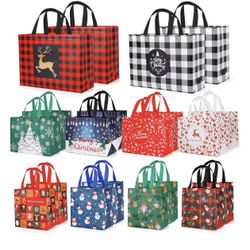 YANGTE 20 Pack Christmas Gift Bags Assorted Sizes, Reusable Tote Bags with Handle, Includes 4 Large 8 Medium 8 Small Non-Woven Christmas Bags for Xmas