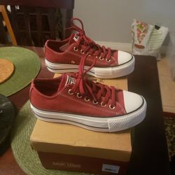 Converse Brand New Sneakers Size 5.5  Suede  Red