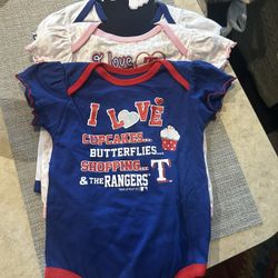 Super cute Texas Rangers Baby Onesies 6-9 months 