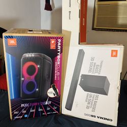 JBL (Premier Home Audio Package) PartyBox Live 120 Portable Bluetooth Speaker + JBL Cinema SB595 Soundbar Dolby Atmos Home Theater 