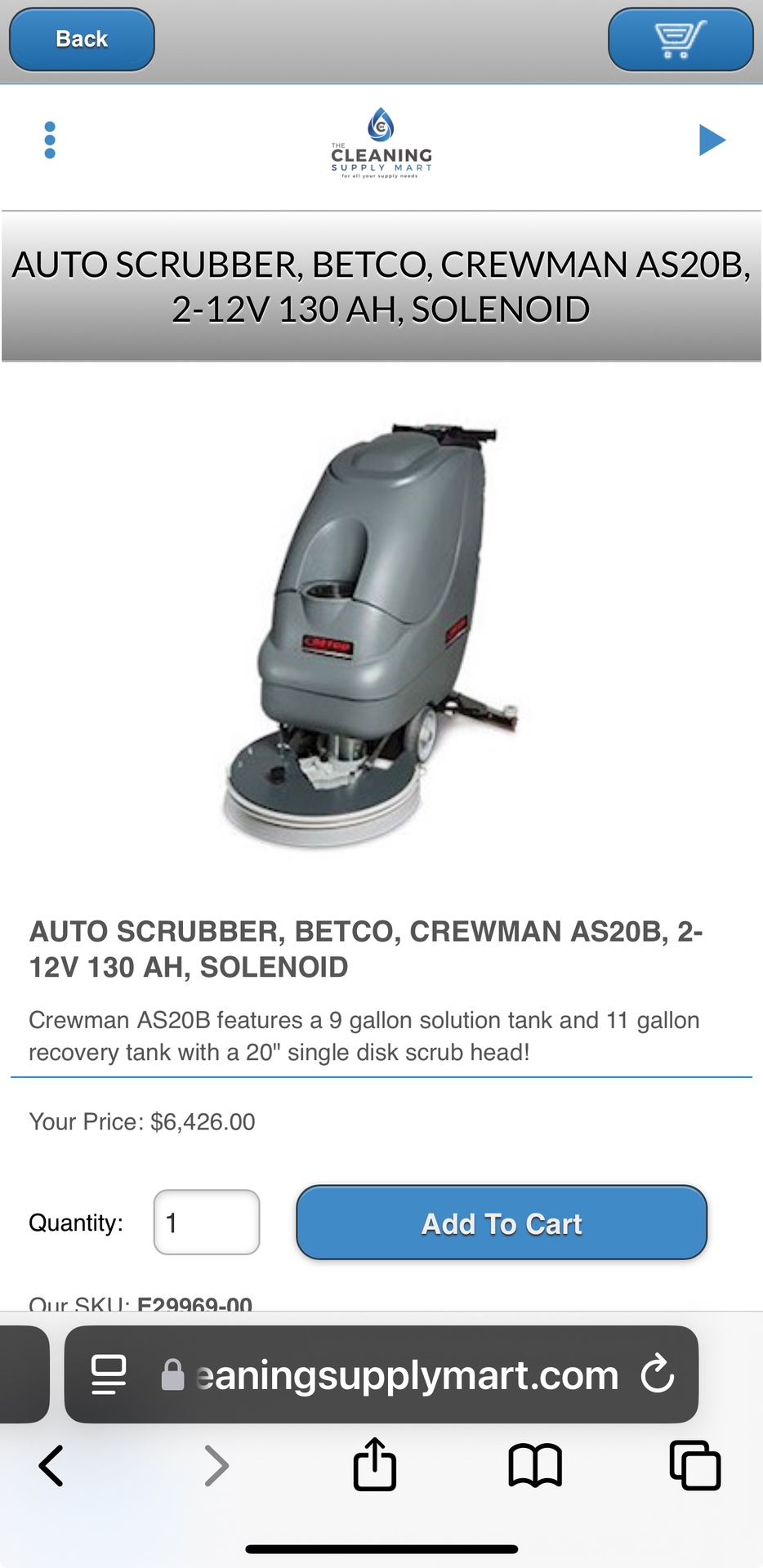 Betco Floor Scrubber 