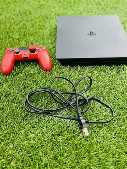 Sony PlayStation 4 Slim PS4 Console Black w/ Red DualShock 4 Controller USB