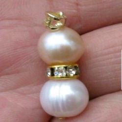 Double pearl South Sea Baroque  Pearl Pendant 