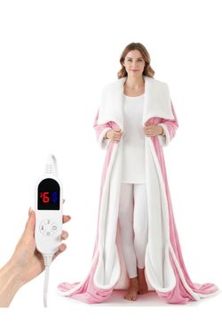 Wearable Heated Blanket with Foot Pocket, 52"x72"
