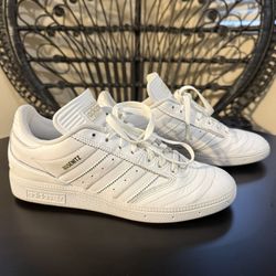 Adidas White Sneakers with Gold Details