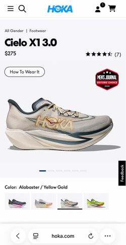 HOKA Cielo X1 3.0 Men's Size 10 Running Shoe White/Blue Carbon Plate Race Day